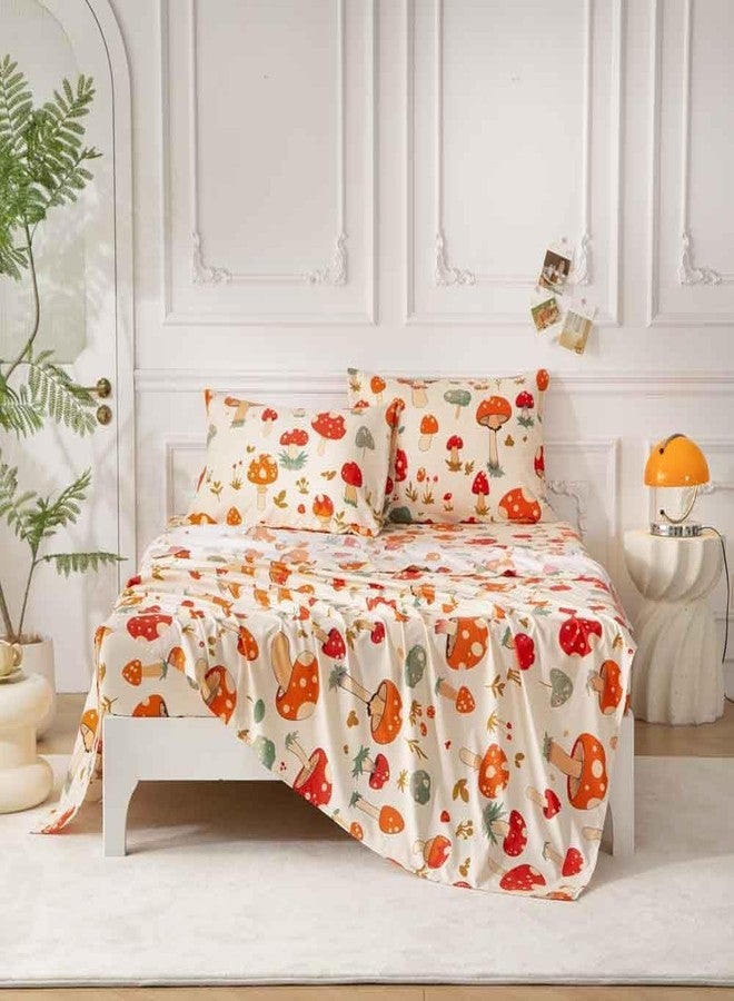 SDY 4PCS Mushroom Sheet Set Full Size,Great Cute and Comfortable Bedding Sheet for Boys, Girls, Kids and Toddler,Bed in a Bag Packaged with 1 Fitted Sheet+ 1 Top Flat Sheet + 2 Pillowcases - Image 3