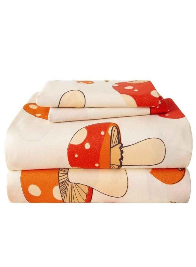SDY 4PCS Mushroom Sheet Set Full Size,Great Cute and Comfortable Bedding Sheet for Boys, Girls, Kids and Toddler,Bed in a Bag Packaged with 1 Fitted Sheet+ 1 Top Flat Sheet + 2 Pillowcases - Image 1