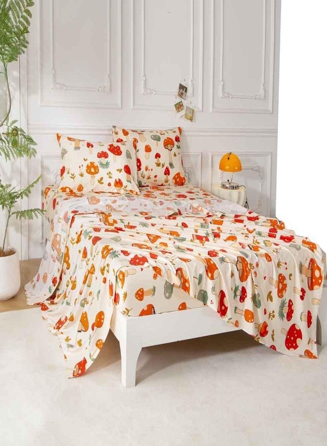 SDY 4PCS Mushroom Sheet Set Full Size,Great Cute and Comfortable Bedding Sheet for Boys, Girls, Kids and Toddler,Bed in a Bag Packaged with 1 Fitted Sheet+ 1 Top Flat Sheet + 2 Pillowcases - Image 4