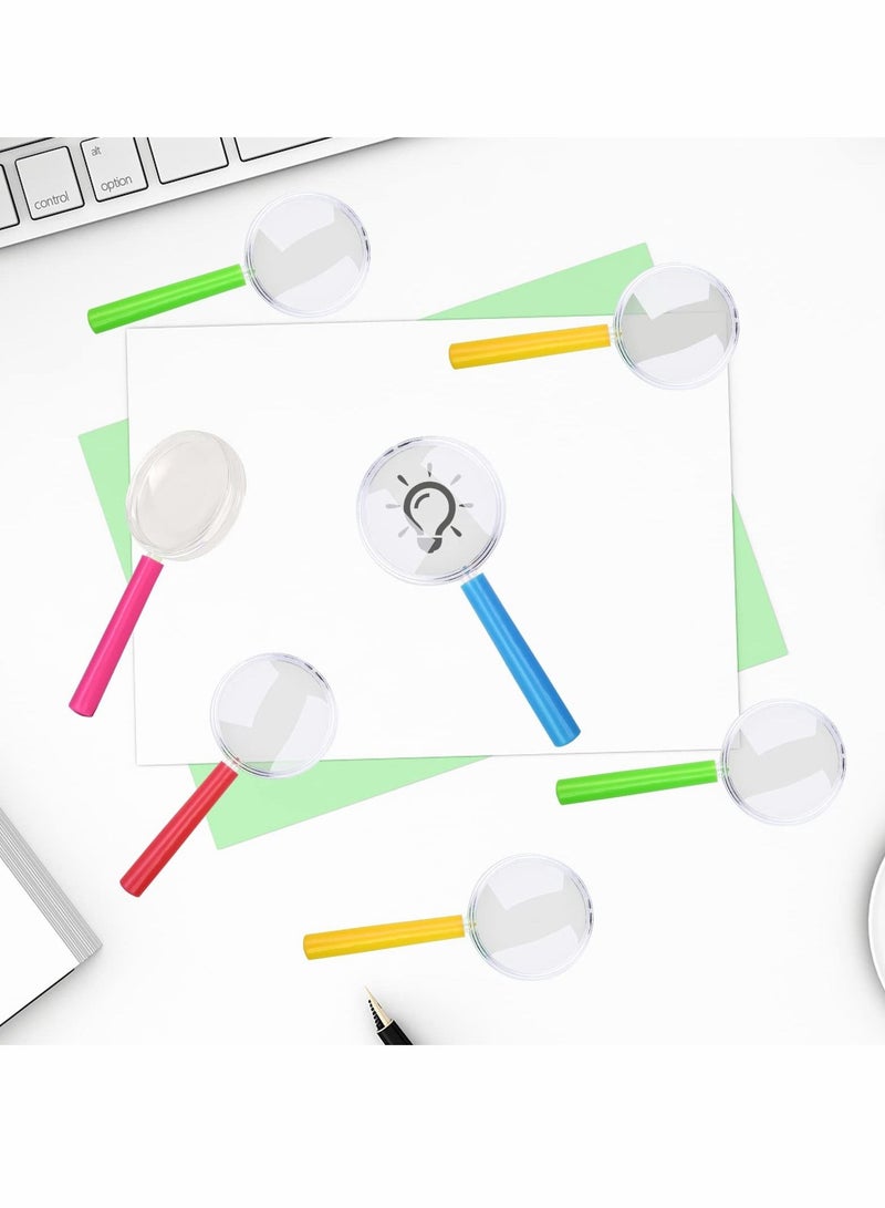 SYOSI 12 PCS Magnifying Glasses with Colorful Handle, Kids Portable Handheld Magnifier Toy, Party Bags Fillers for Reading Exploring Hobbies and Observation（Random Color） - Image 2