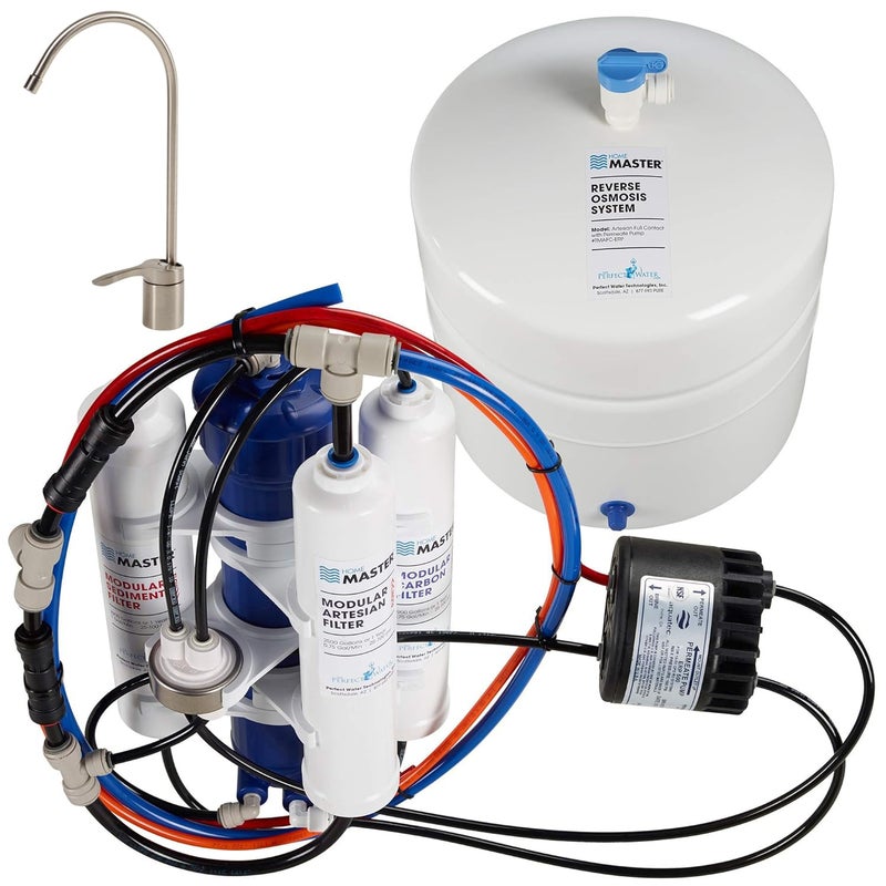 Home Master TMAFCERP Artesian Full Contact Reverse Osmosis System 7Stages Patented 2Pass Alkaline Remineralization Fast 45s Fill Rate 11 Waste Ratio 85 Catalytic Carbon 5Yr Limited Parts