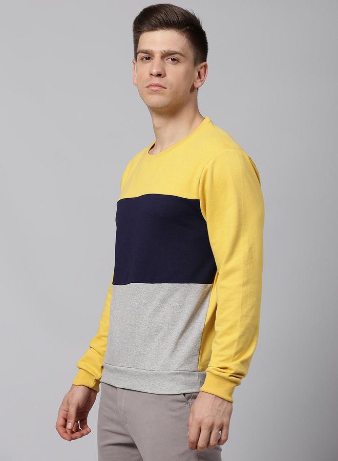 Dennis Lingo Men's Ochre Cotton Blend Solid Pattern Regular Fit Sweatshirt - Image 2