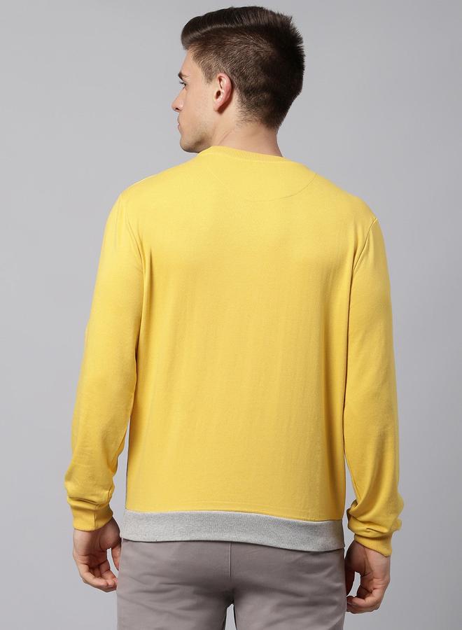 Dennis Lingo Men's Ochre Cotton Blend Solid Pattern Regular Fit Sweatshirt - Image 5
