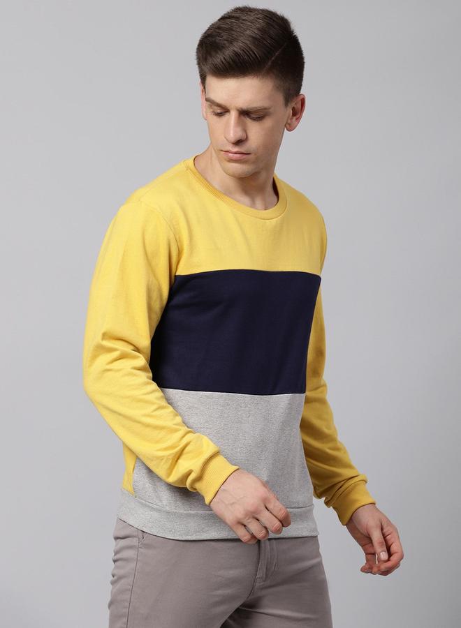 Dennis Lingo Men's Ochre Cotton Blend Solid Pattern Regular Fit Sweatshirt - Image 3