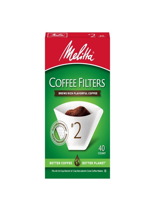 ميليتا فلاتر قهوة ميليتا مخروطية الشكل، لون أبيض، 40 فلترًا إجمالًا - قد يختلف شكل العبوة - Image 1