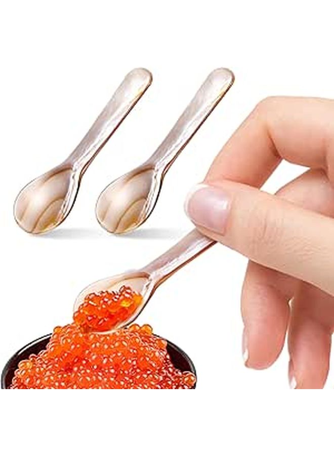 6pcs Pearl Mop Caviar Spoons Serving Set For Eggs Appetizer And Dessert 74cm - Image 1