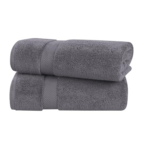 Superior Zero Twist 100% Cotton Bath Sheet Towels, Super Soft, Fluffy and Absorbent, Premium Quality Oversized Bath Sheet Set of 2 - Grey - Image 1