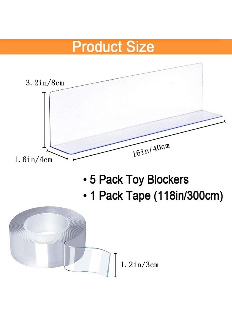 TPGP Toy Blockers for Furniture, Clear Blocking Board Under Furniture, Pet Baffle Board, Strong Adhesive Baffle, Adjustable Gap Bumper for Sofa, Bed (5 Pack/3.2 Inch) - Image 2