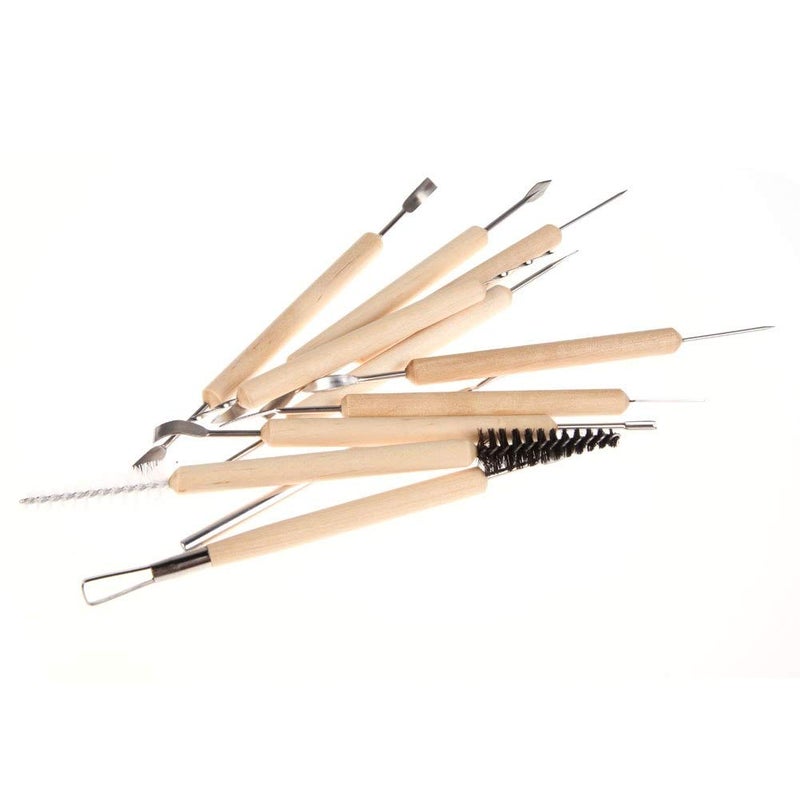 Gold Leaf GOLD LEAF 11pcs Clay Sculpting Sculpt Smoothing Wax Carving Pottery Ceramic Tools Polymer Shapers Modeling Carved Tool Wood Handle Set Ceramic Clay Tools for Clay Pottery Sculpture DIY  - Image 3