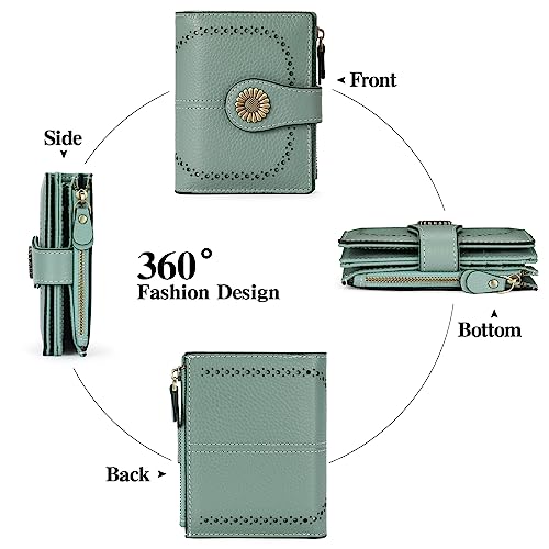 SENDEFN Small Womens Wallet Leather Bifold Card Holder RFID Blocking with Zipper Coin Pocket - Image 4