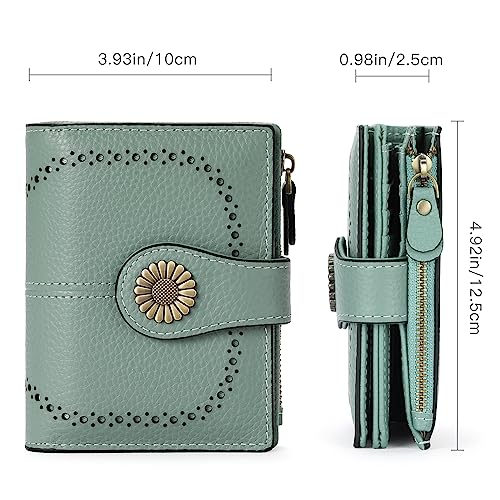 SENDEFN Small Womens Wallet Leather Bifold Card Holder RFID Blocking with Zipper Coin Pocket - Image 3