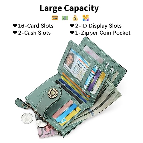 SENDEFN Small Womens Wallet Leather Bifold Card Holder RFID Blocking with Zipper Coin Pocket - Image 2
