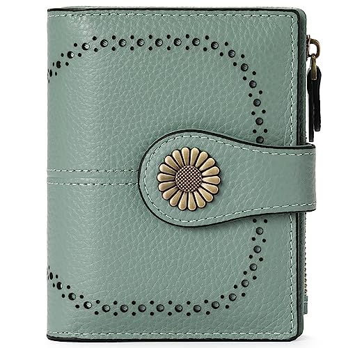 SENDEFN Small Womens Wallet Leather Bifold Card Holder RFID Blocking with Zipper Coin Pocket - Image 1
