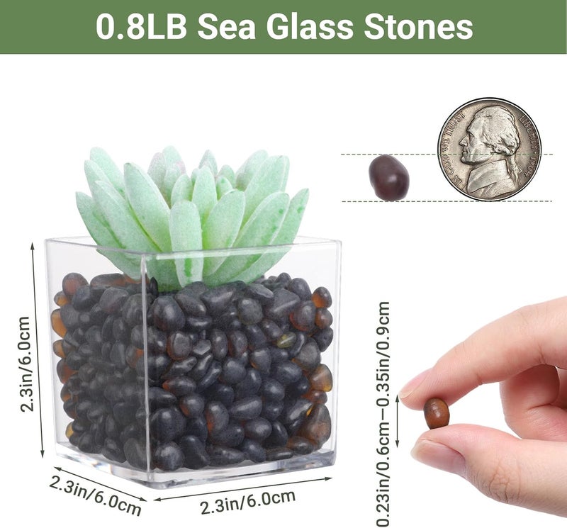 SUREAM Sea Glass for Crafts, Brown Fish Tank Rocks for Aquarium, Glass Stones for Vase Fillers, Wedding Centrepieces, Home Decor and DIY Crafts(0.8 LB) - Image 2