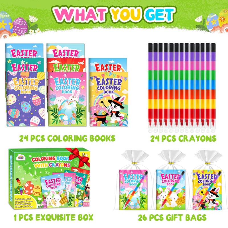 ZMLM 24 Pack Easter Coloring Books for Kids with Crayons, Party Favors for Kids 4-8, Goodie Bags Stuffers for Toddlers, Bulk Basket Stuffers, Classroom Prizes Birthday Return Gifts(Easter) - Image 2