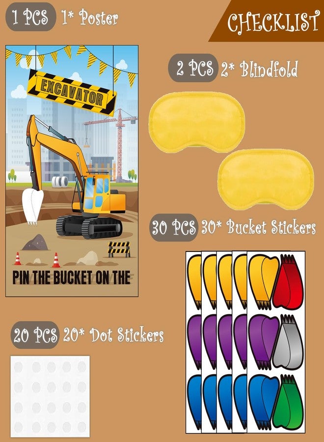 تي-أنتريكس ألعاب حفلات "ثبّت الدلو على الحفارة" - ألعاب عيد ميلاد للأطفال الأولاد بطابع البناء، مع ملصق لعبة شاحنة مقاس 21 × 28 بوصة، وملصقات قابلة لإعادة الاستخدام، ولوازم حفلات البناء، ومجموعات هدايا الحفلات. - Image 4