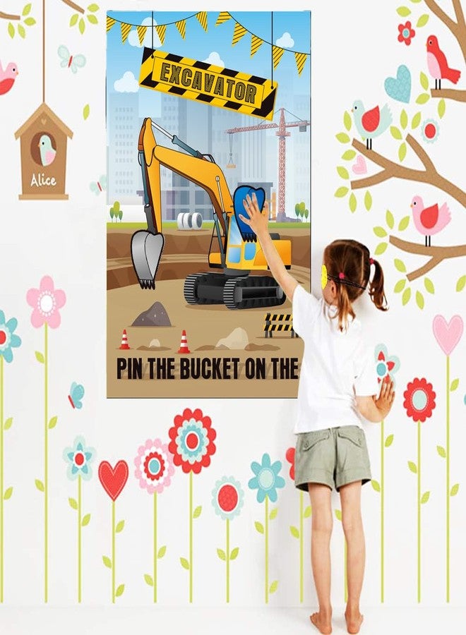 تي-أنتريكس ألعاب حفلات "ثبّت الدلو على الحفارة" - ألعاب عيد ميلاد للأطفال الأولاد بطابع البناء، مع ملصق لعبة شاحنة مقاس 21 × 28 بوصة، وملصقات قابلة لإعادة الاستخدام، ولوازم حفلات البناء، ومجموعات هدايا الحفلات. - Image 5