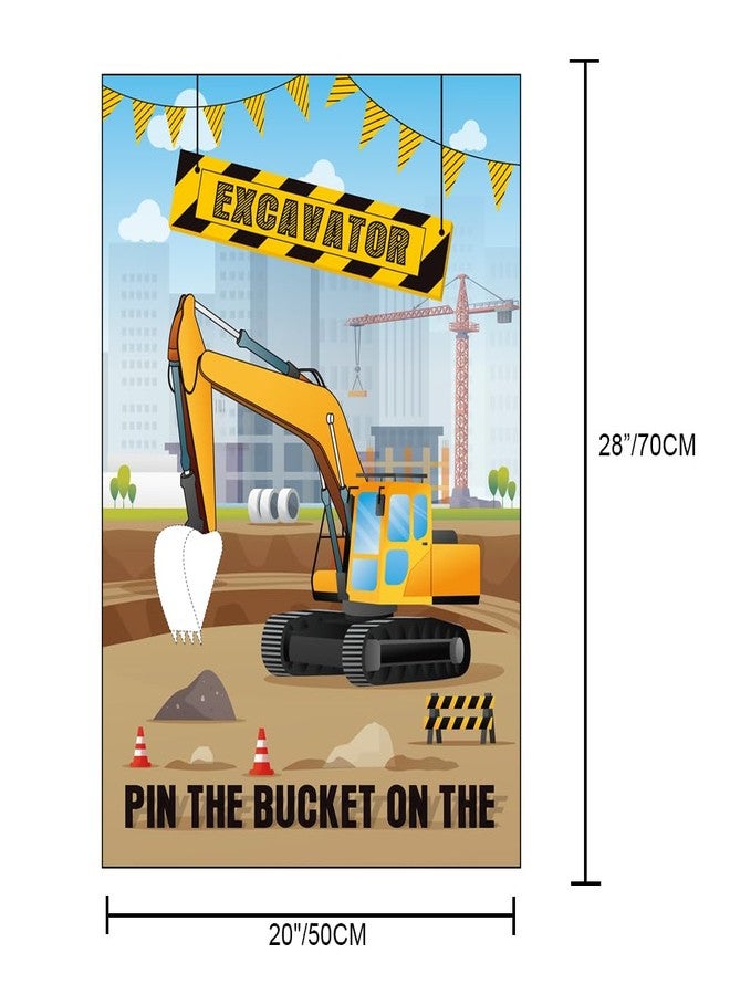 تي-أنتريكس ألعاب حفلات "ثبّت الدلو على الحفارة" - ألعاب عيد ميلاد للأطفال الأولاد بطابع البناء، مع ملصق لعبة شاحنة مقاس 21 × 28 بوصة، وملصقات قابلة لإعادة الاستخدام، ولوازم حفلات البناء، ومجموعات هدايا الحفلات. - Image 3