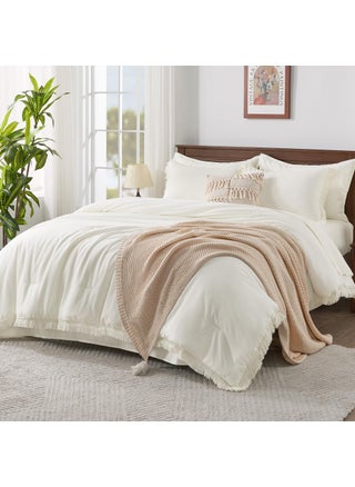 Andency California King Size Comforter Set with Sheets Ivory - 7 Pieces Cal King Bed in a Bag Boho Bedding Sets  Ivory Bed Set with Comforter  Sheets  Pillowcases & Shams - pzsku/Z8FA584D1979940F813BBZ/45/1749668138/ad4a7b20-a8b2-4b50-8ce8-0f50b2bbb70e