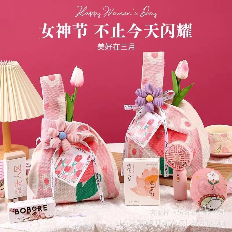 New Bag 38 Women'S Holiday Gift Bag Hand Bag Woven Environmental Protection Bag 38 Goddess Festival Gift Bag - Image 3