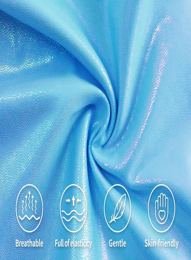 Gnainach Girls Athletic Leggings Size 8-9 Years Old Holographic Blue Stretch Soft Metallic Pants for Kids Dance Yoga - Image 5