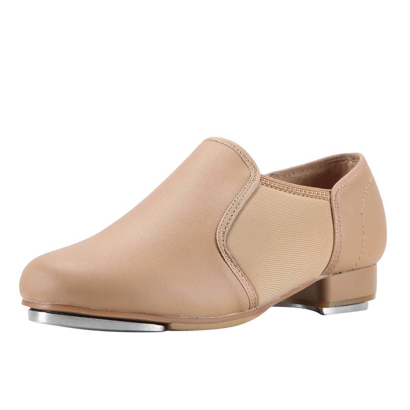 Linodes Upgraded Unisex PU Leather Slip On Tap Shoe Dance Shoes for Women and Men's Dance Shoes-Brown-9.5M - Image 1