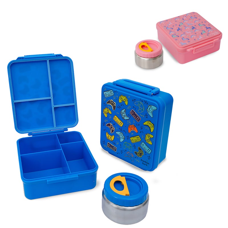 Bamboo Bark childrens kids large school lunch box, bento, snack box with compartments for kids, food jar included - Image 3