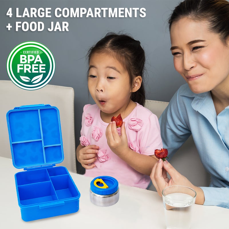 Bamboo Bark childrens kids large school lunch box, bento, snack box with compartments for kids, food jar included - Image 5
