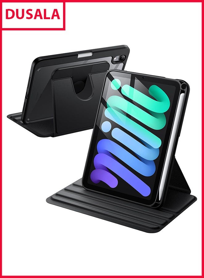 DUSALA Rotating Case for iPad Mini 4 2015 (4th Generation 7.9 inch) with Pencil Holder,360 Degree Rotation Protective Stand Slim Cover Clear Back, Auto Wake/Sleep (iPad mini 4) - Image 1