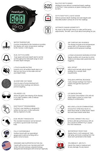 HawkEye DT2BX-TM In-Dash Depth Sounder with Air and Water Temperature (Includes Airmar Transom Mount Transducer) - Image 3