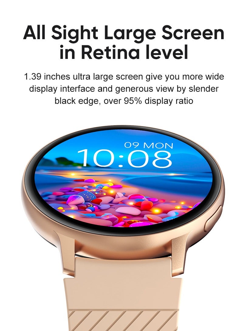 LIGE Elegant Smart watch for Women,1.39 Inch IPS Full Touch Screen Wireless Calling, IP67 Waterproof, Sports Tracker, Health Monitoring Smart Watches,Suitable for Ladies with Silicone Pink Strap. - Image 3