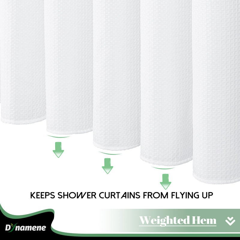 Dynamene 78 بوصة ستارة دش طويلة الستائر وافل النسيج الستائر دش للحمام فندق مقاومة للماء الستائر دش الستار بطانة مع السنانير snap في بطانة الشبكة أعلى نافذة بيضاء 72x78 - Image 4