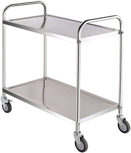 Generic Indian Decor 55743 Stainless Steel 2 Tier Storage Cart on Wheels for Bathroom Kitchen Office Garage  - Image 2