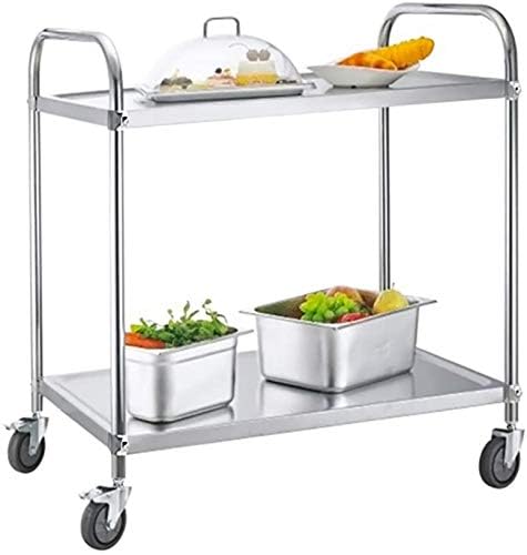 Generic Indian Decor 55743 Stainless Steel 2 Tier Storage Cart on Wheels for Bathroom Kitchen Office Garage  - Image 1