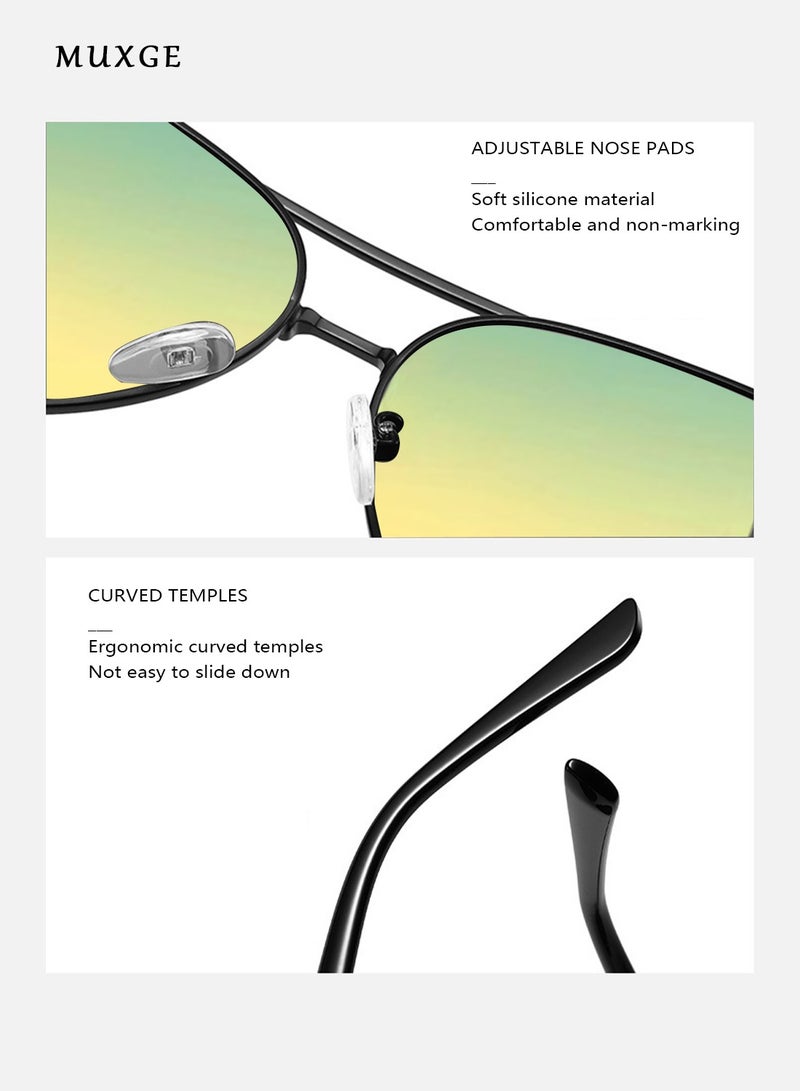 MUXGE Gradient Fashion Sunglasses – Anti-Glare & UV Protection, Day & Night Use - Image 4