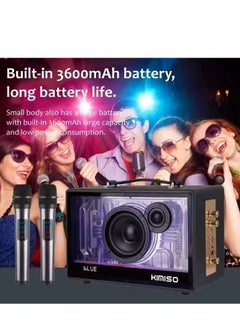 Smart Berry M90 Portable Bluetooth Speaker with 2 UHF Wireless Microphones – Ultimate Karaoke Machine for Adults & Kids – Speaker System with Progressive LED Lights – Rechargeable Home Party Sound System with Deep Bass & Clear Audio for Events, Outdoor, and Indoor Entertainment  - Image 4