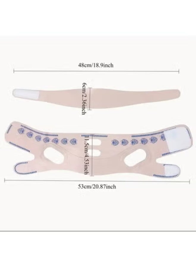 S/2 حزام ذقن على شكل حرف V قابل للتنفس، حزام رفع الوجه قناع، تقليل الذقن المزدوج، حزام تجاعيد الجبين، حزام شد الوجه قابل للتعديل وقابل لإعادة الاستخدام، ضمادة لف ضغط الرقبة والذقن بعد الجراحة - Image 4
