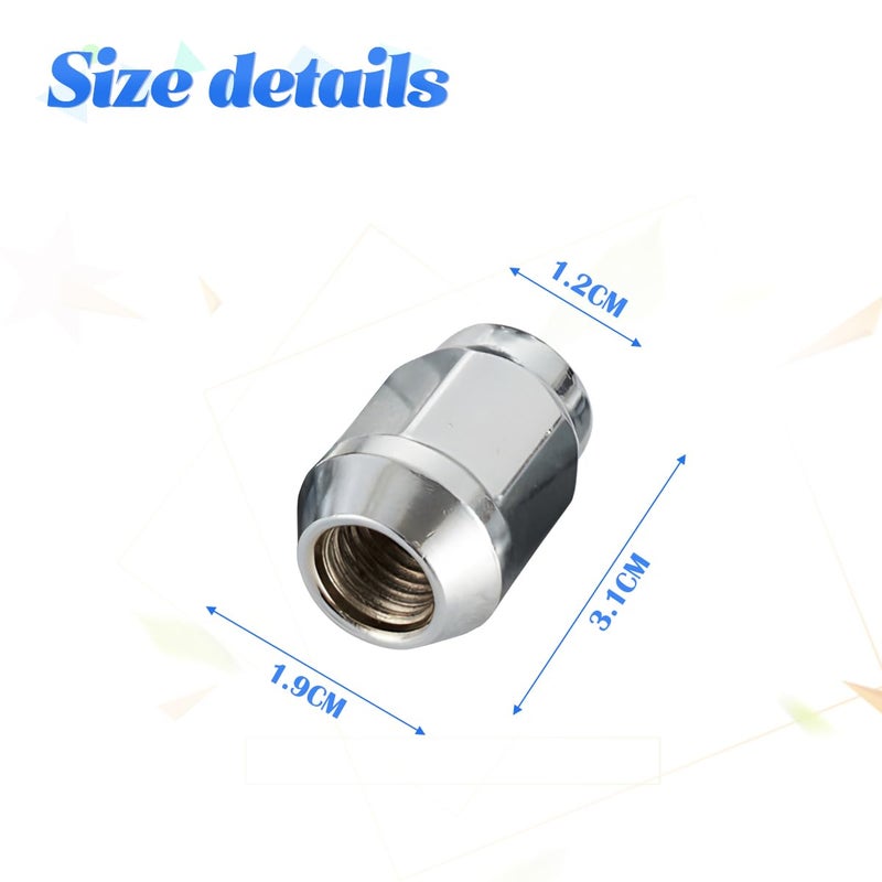 JNNJ Pack of 10 Wheel Nuts for Steel Rims, Chrome Closed M12 x 1.5 Wheel Nuts, Excellence Set Alloy Wheel Nuts, Chrome Wheel Nuts, Original Style, Universal for Car - Image 2