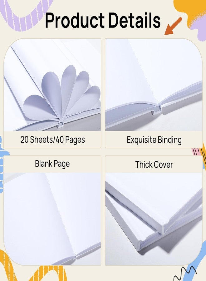 miikoul 6 Pack Hardcover Blank Book,100GSM White Blank Books for Kids to Write Stories,40 Pages 6x8 Inch Blank Page Sketch Books Journal Make Your Own Book Ideal for Teens Reading Writing Drawing Guestbook - Image 3