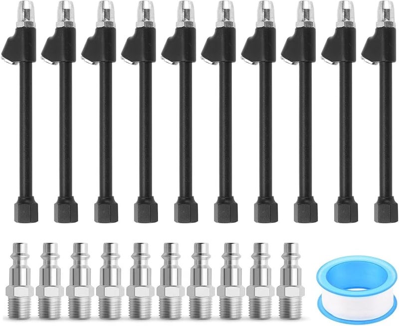 دبل هيد هواء تشاك 1 4 إن بي تي إم ممتد لشاحنة سيارة إطار 6 6 بوصة زنك سداسي الرأس أنابيب حديد أسود - Image 2