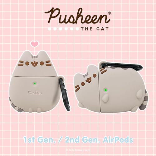 iFace x Pusheen The Cat [ Compatible with AirPods 1/2 ] Cute Silicone Protective Cover [Carabiner Clip Included] [Wireless Charging Capable] - Standing - Image 2
