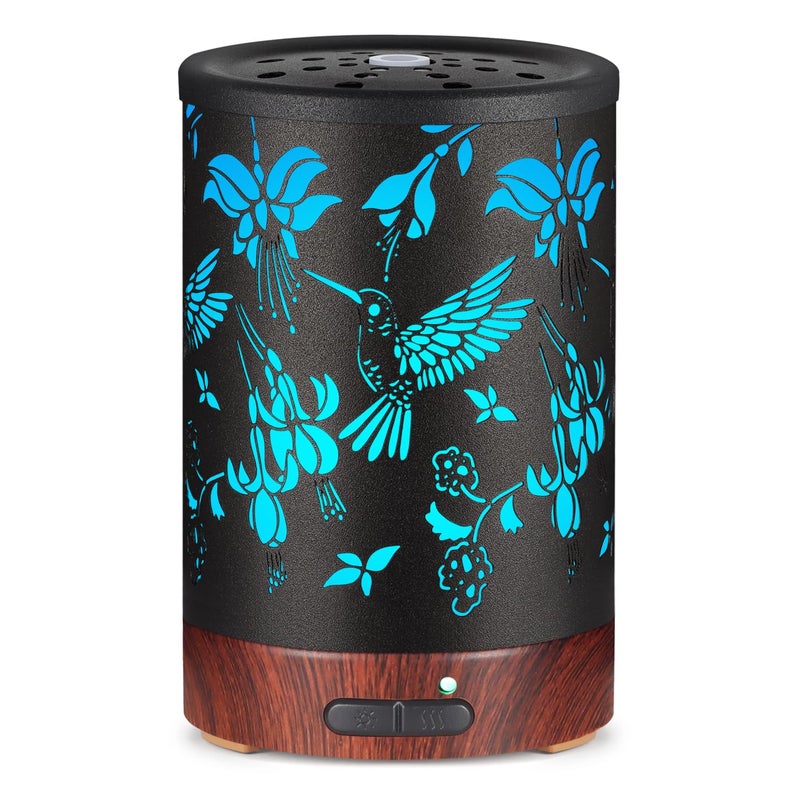 Metal Essential Oils Diffuser 150ML Christmas Aromatherapy Diffuser Cool Mist Humidifier with 7 Colors Lights Waterless Auto Off Air Diffusers as Gifts for Mom BHummingbird