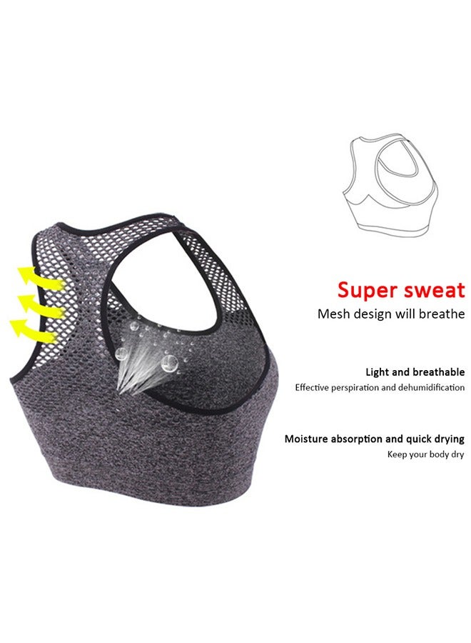 Wireless Mesh Quick-Dry Sports Bra Blue  - Image 4