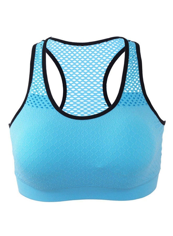 Wireless Mesh Quick-Dry Sports Bra Blue  - Image 1