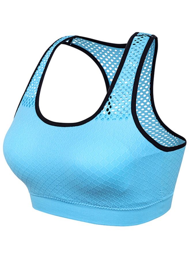 Wireless Mesh Quick-Dry Sports Bra Blue  - Image 2