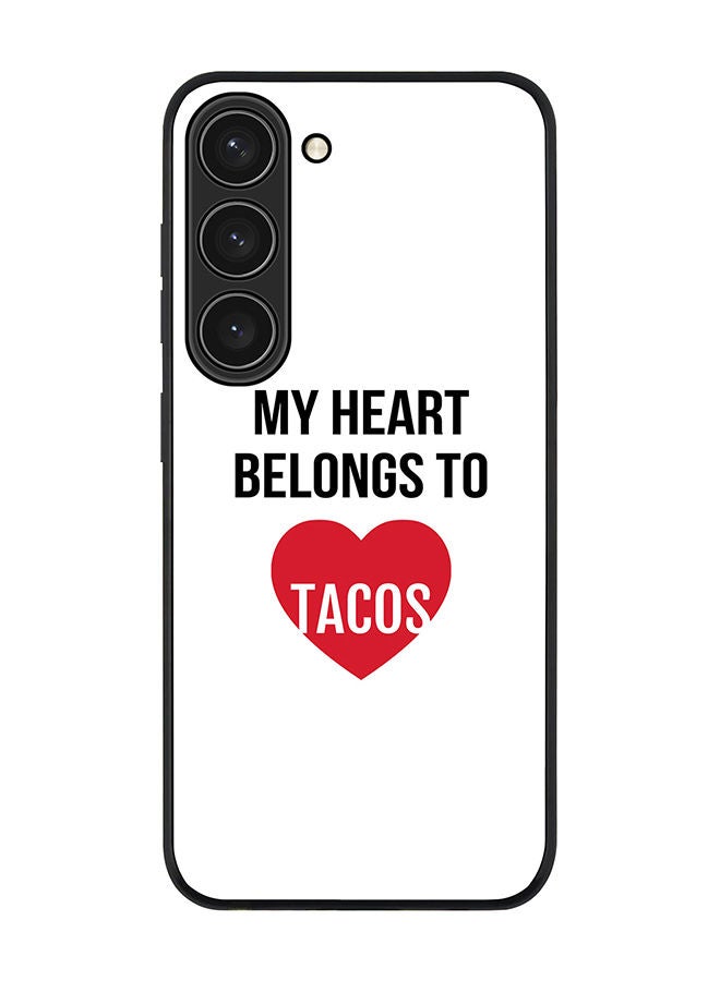 Stylizedd Rugged Black edge case for Samsung Galaxy S23 5G Slim fit Soft Case Flexible Rubber Edges Anti Drop TPU Gel Thin Cover - My heart belongs to tacos - Image 1