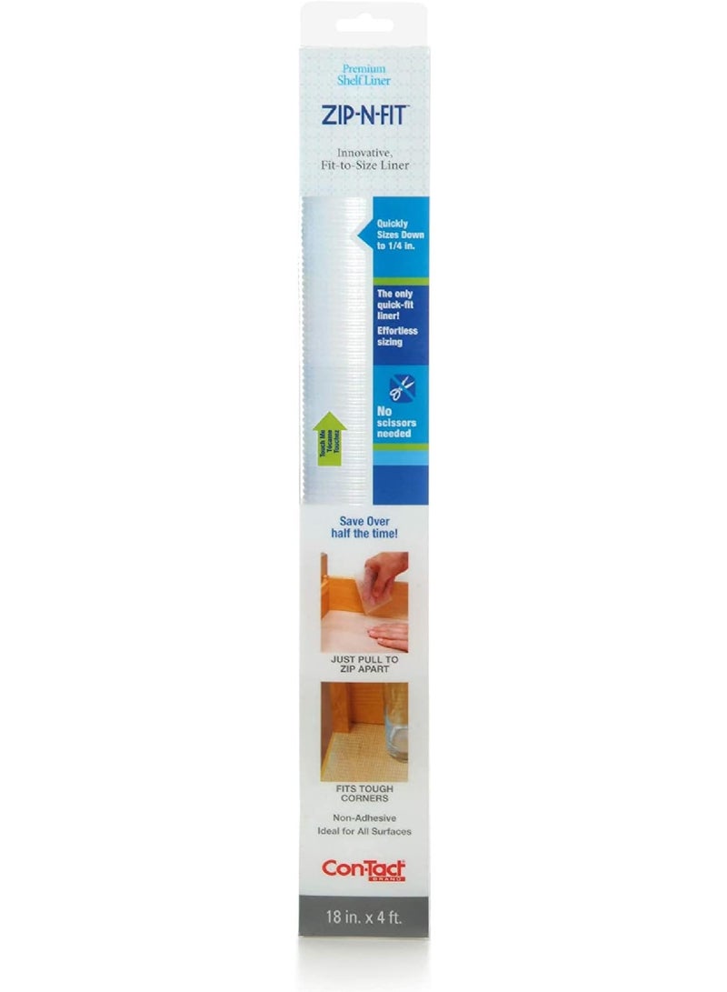 Contact Con-Tact Brand Adhesive Zip-N-Fit Solid Grip Drawer and Shelf Non-Slip Liner, 18" x 4', Ribbed Clear, 6 Count  - Image 1
