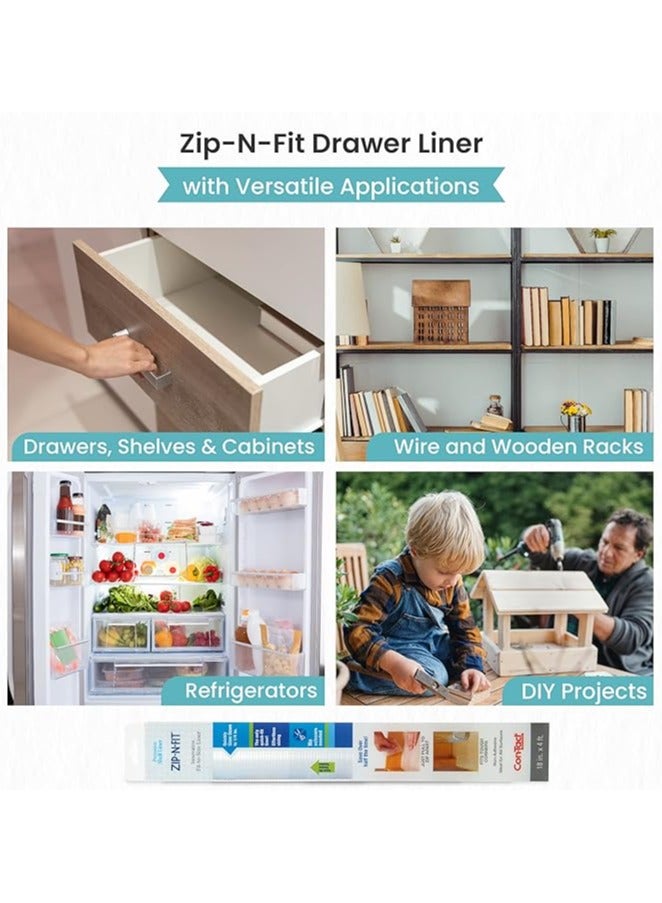 Contact Con-Tact Brand Adhesive Zip-N-Fit Solid Grip Drawer and Shelf Non-Slip Liner, 18" x 4', Ribbed Clear, 6 Count  - Image 4