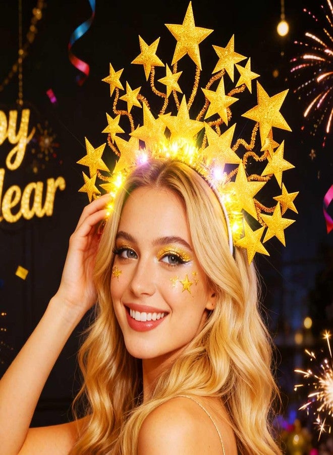 CAKURE Light Up Star Headband Christmas Star Headbands Holiday Gold Star Hair Accessories for Women and Girls - Image 5