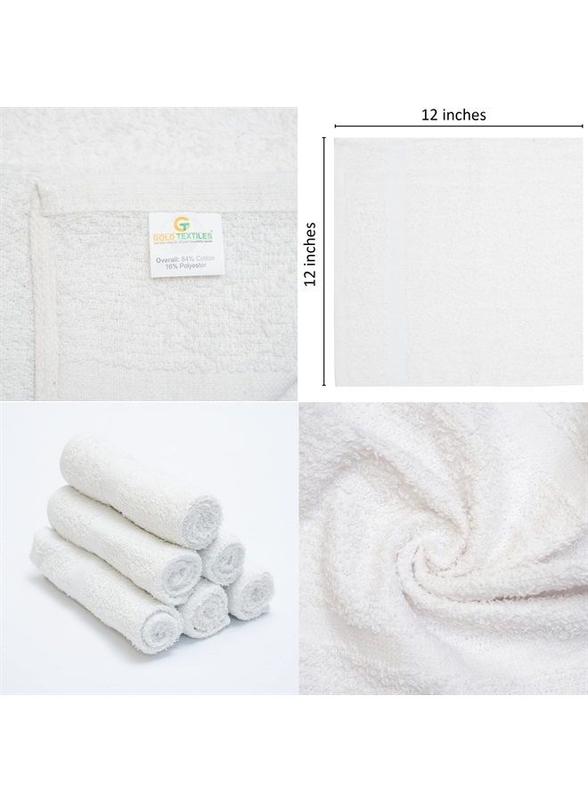 GOLD TEXTILES Wash Cloths Kitchen Towels, Cotton Blend (12x12 Inches) Commercial Grade Cleaning Cloths (12) - Image 2